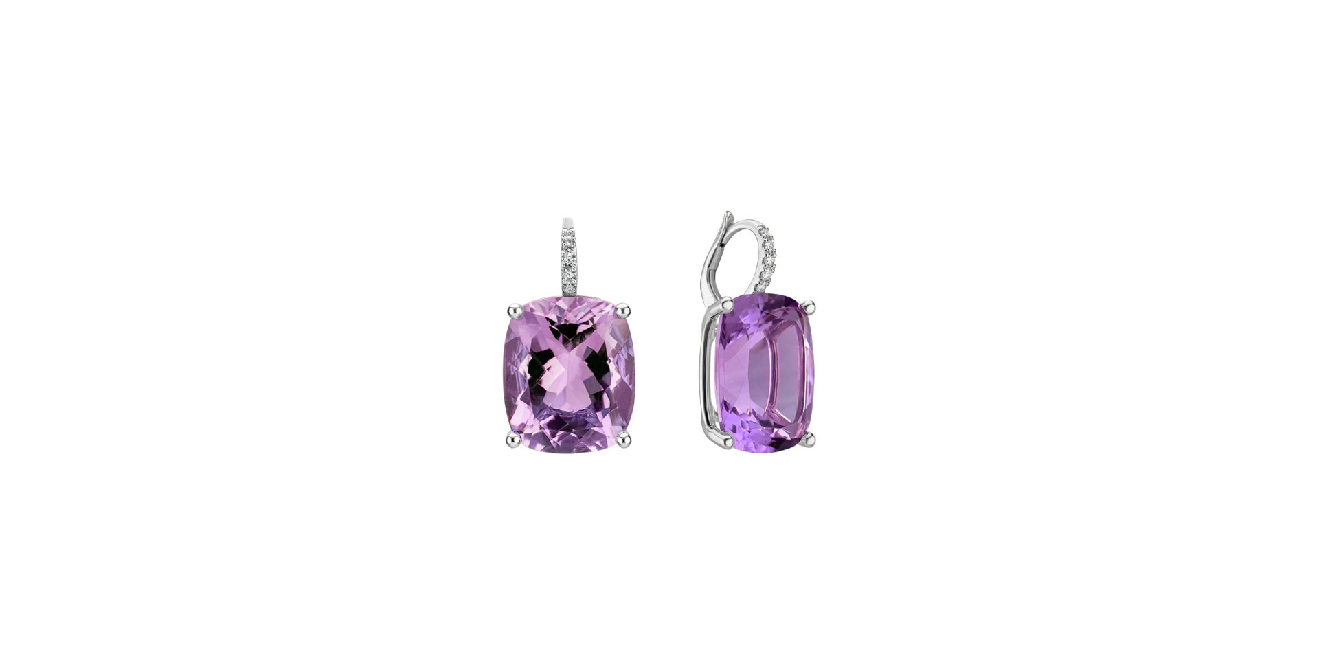 Diamond earrings with Amethyst Apollo