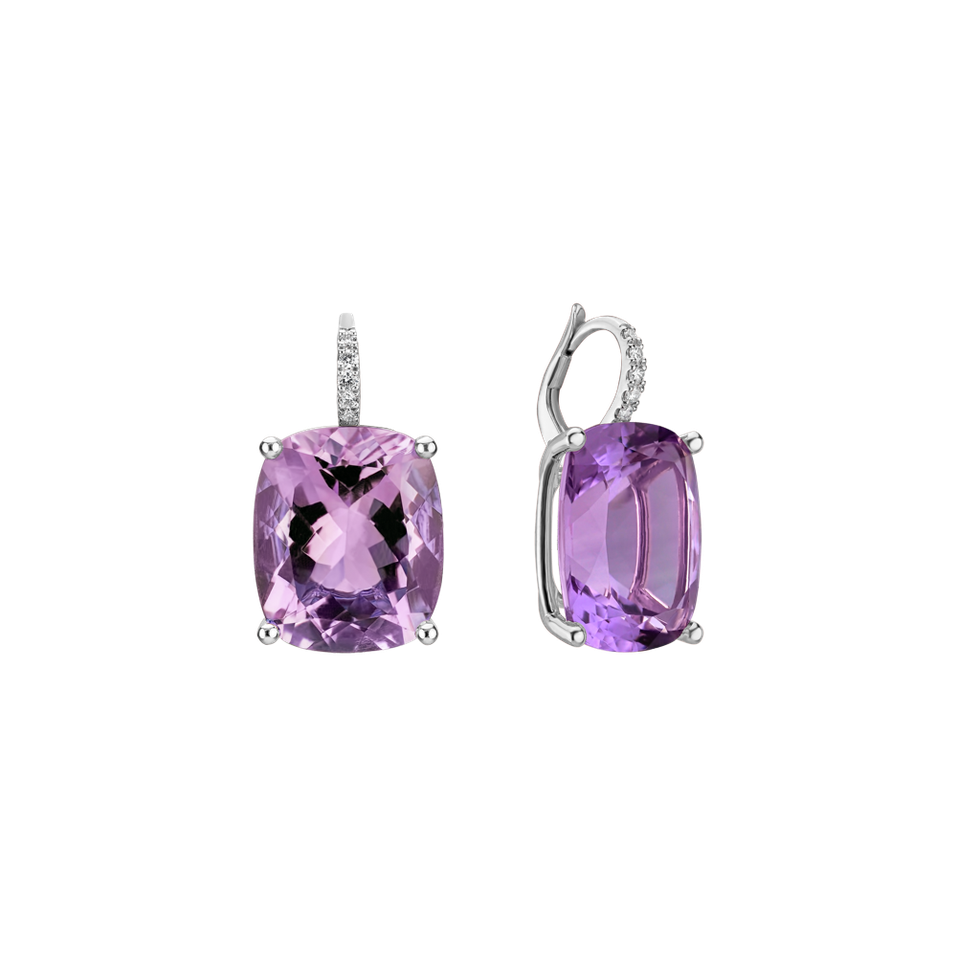 Diamond earrings with Amethyst Apollo