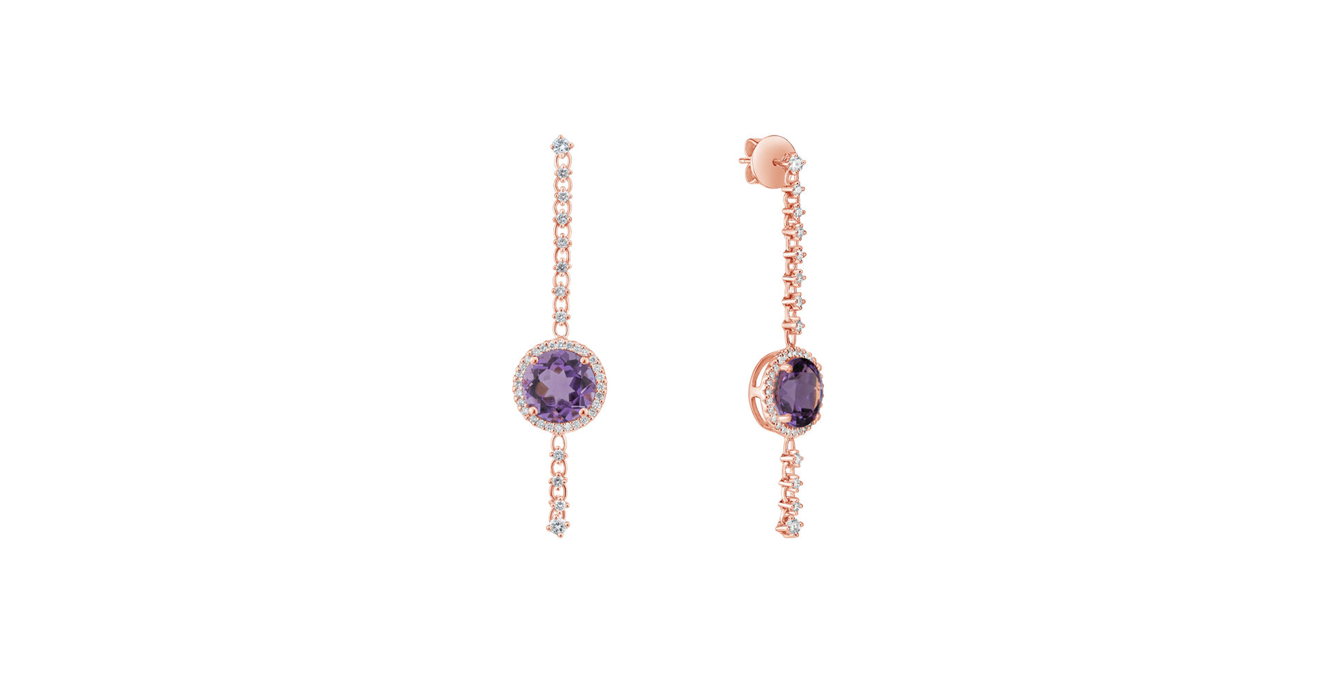 Diamond earrings with Amethyst Kirby