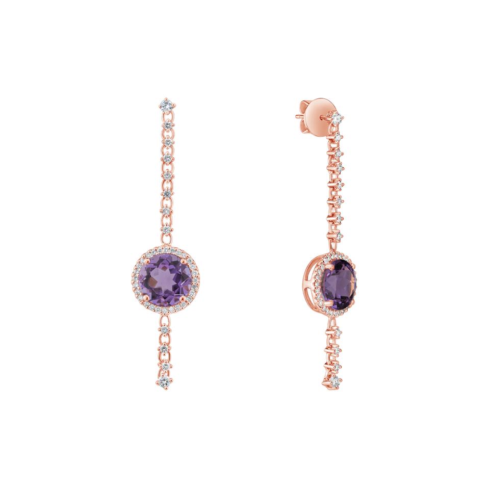 Diamond earrings with Amethyst Kirby