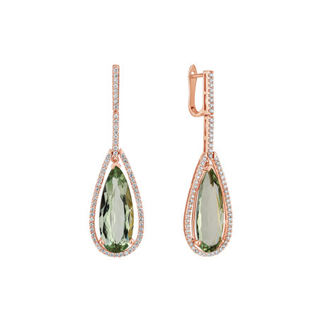 Diamond earrings with Amethyst Supporting Attraction