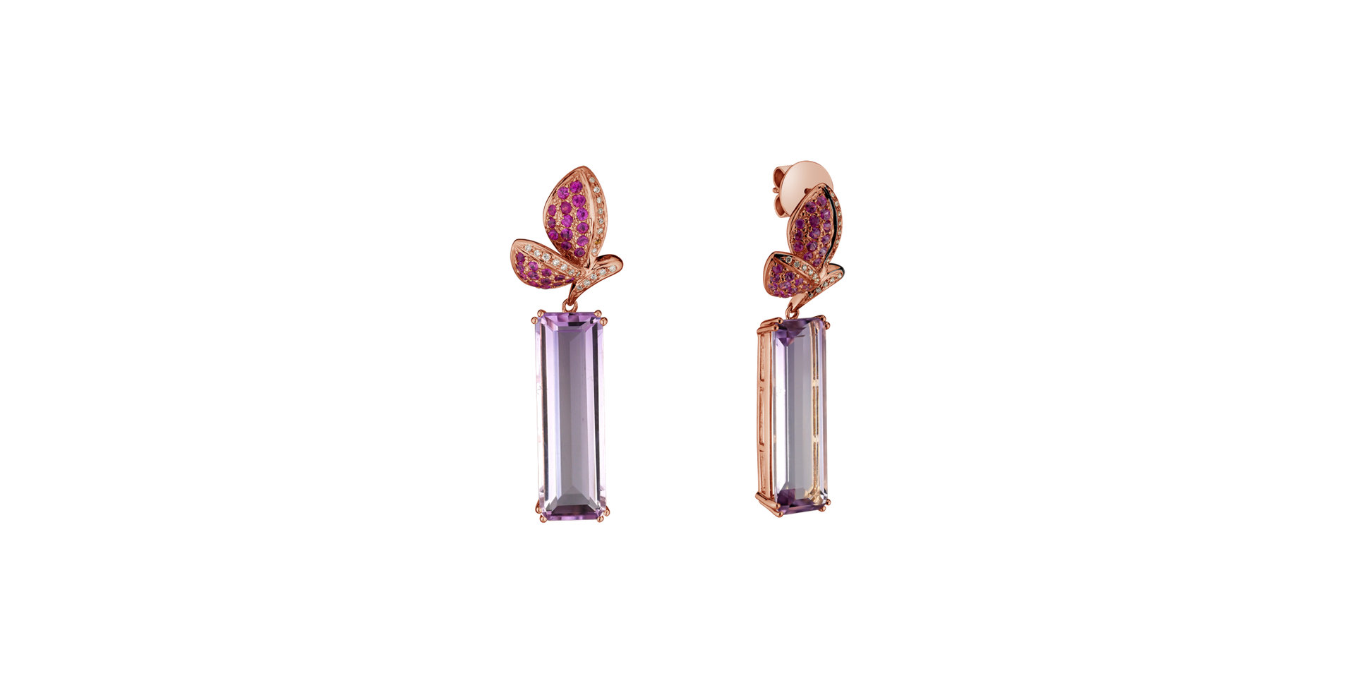 Diamond earrings with Amethyst and Ruby High Privilege