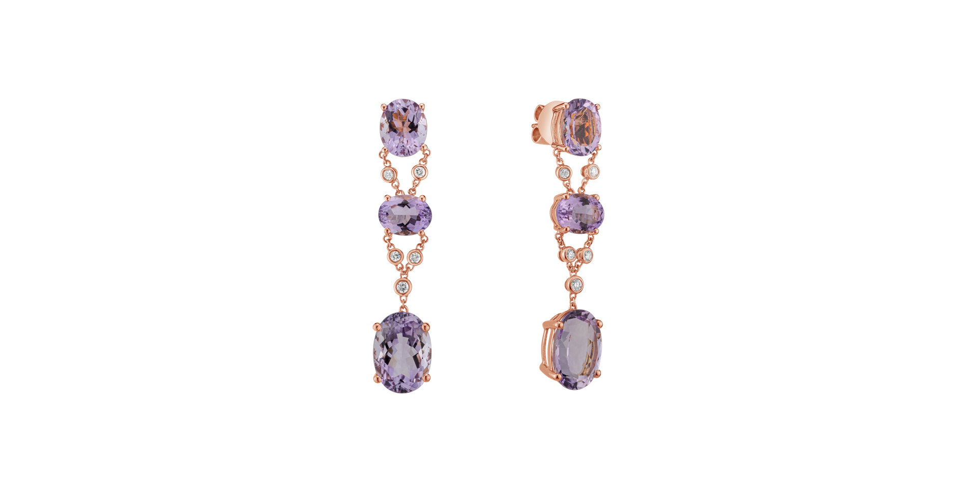 Diamond earrings with Amethyst High Resolution