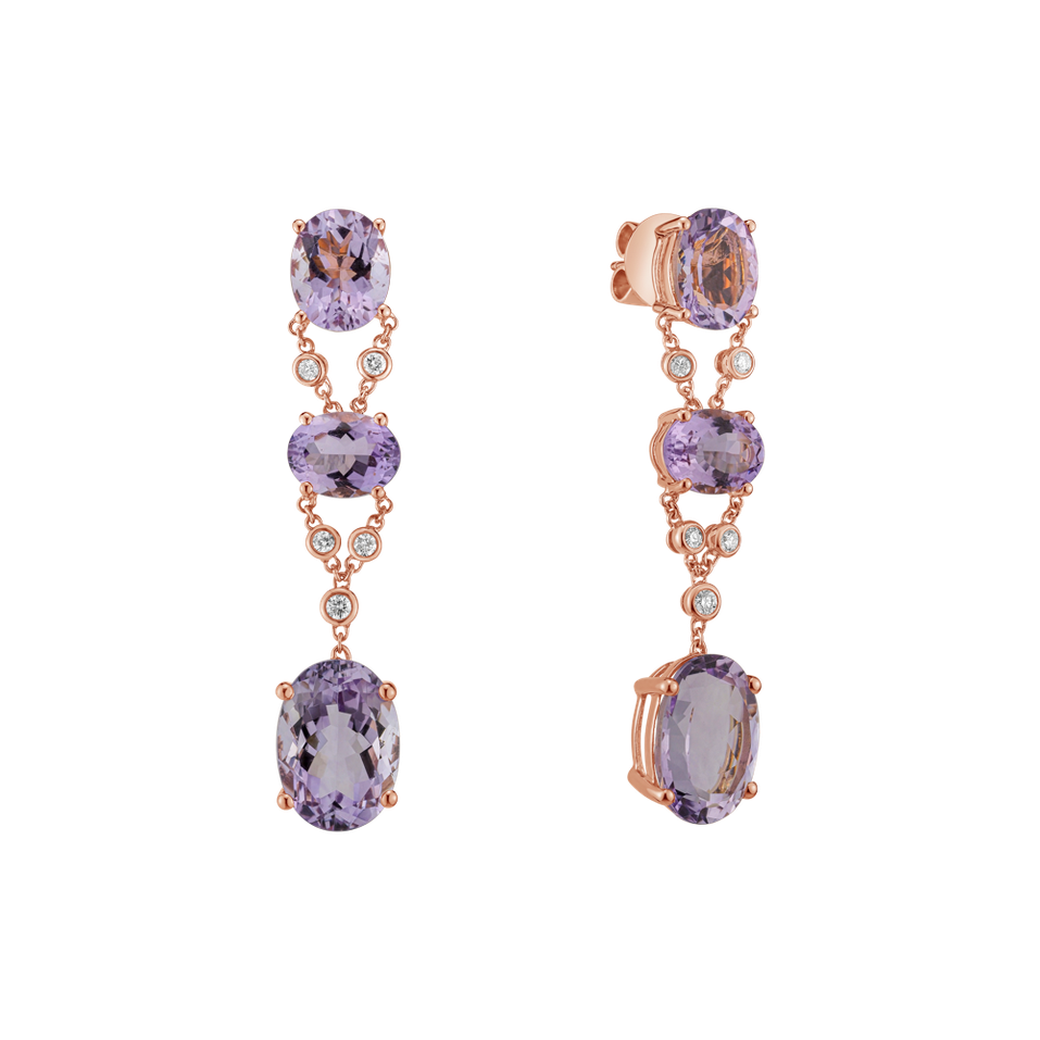Diamond earrings with Amethyst High Resolution