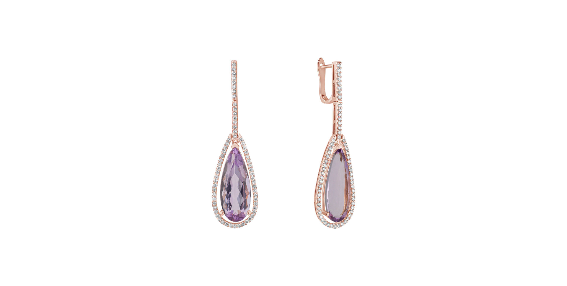 Diamond earrings with Amethyst Damianos