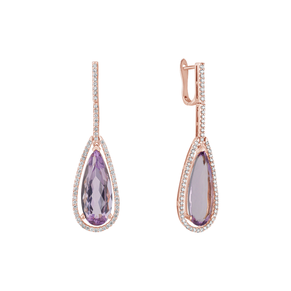 Diamond earrings with Amethyst Damianos