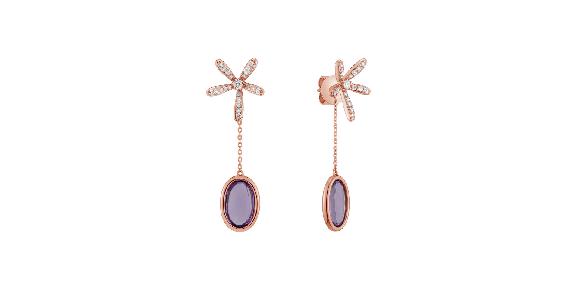 Diamond earrings with Amethyst Kornelios