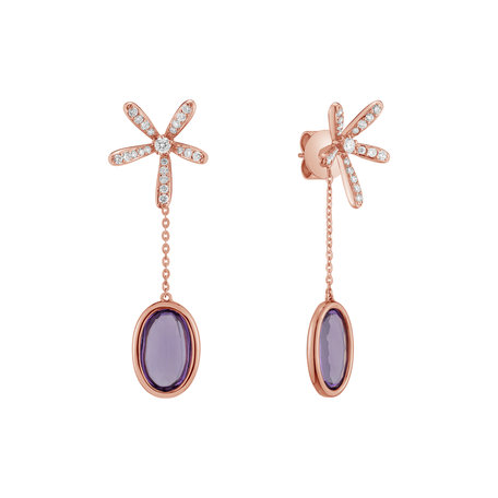 Diamond earrings with Amethyst Comfortable Trait