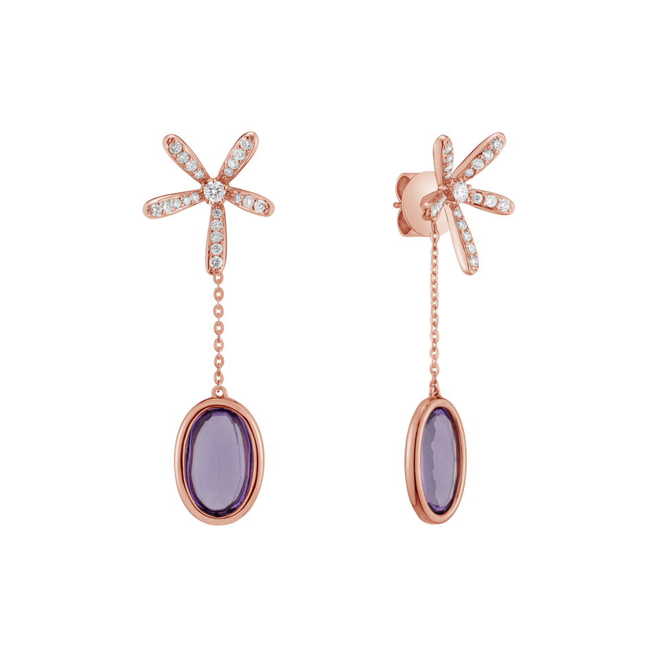 Diamond earrings with Amethyst Kornelios
