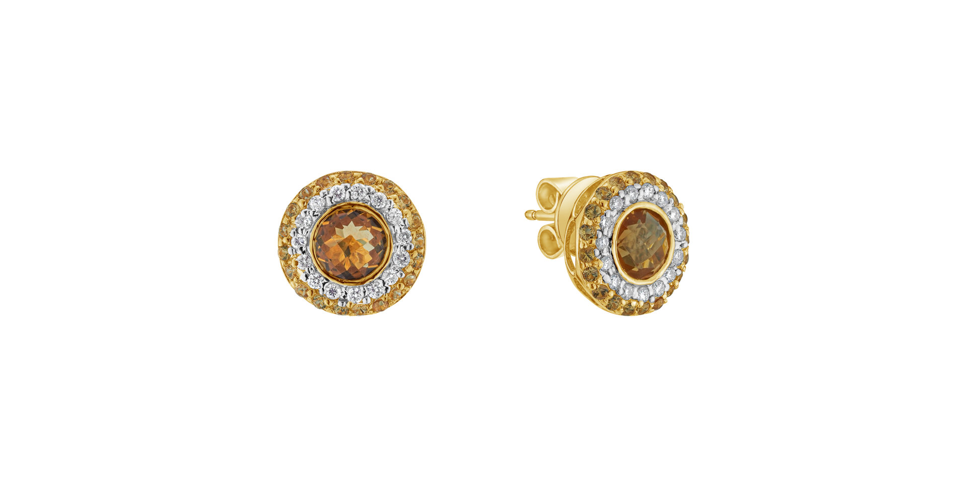 Diamond earrings with Citrine and Sapphire Promoral Campaign