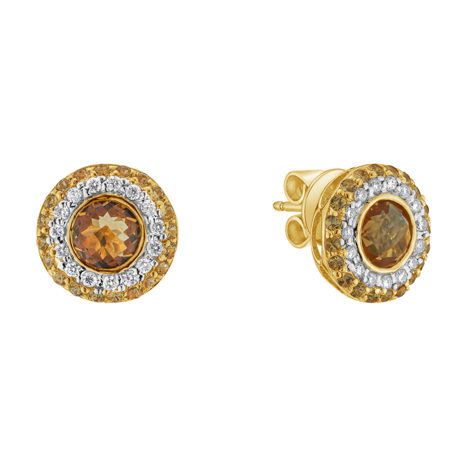 Diamond earrings with Citrine and Sapphire Promoral Campaign