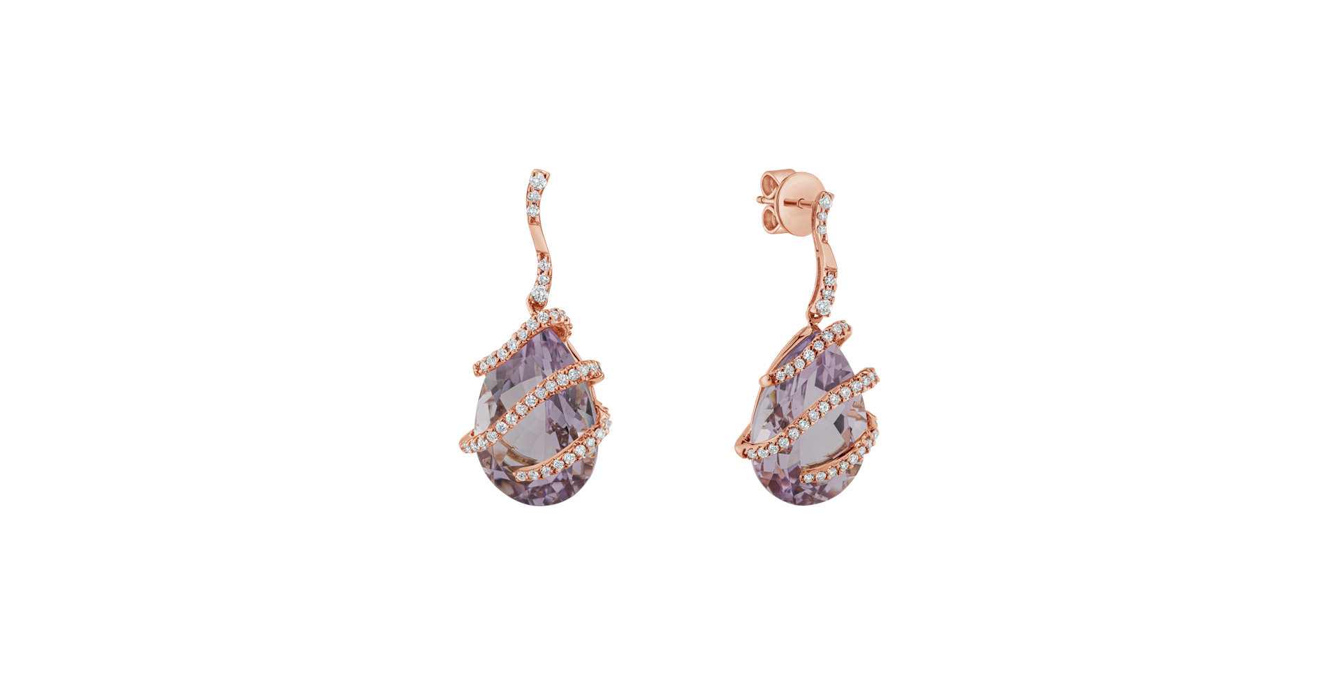 Diamond earrings with Amethyst Minas
