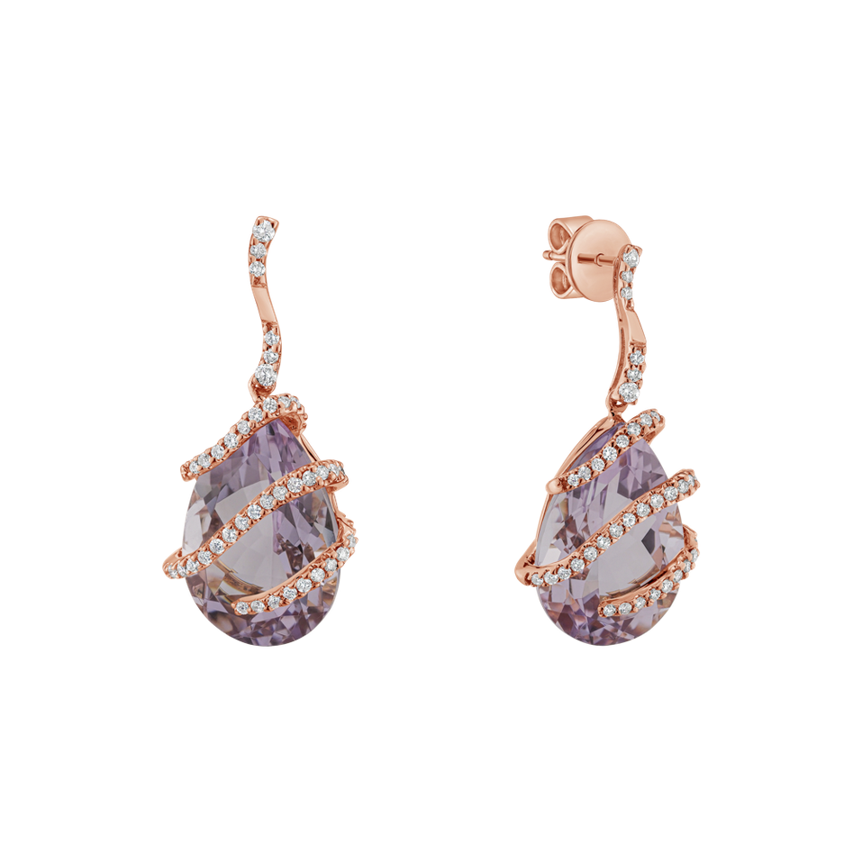 Diamond earrings with Amethyst Minas