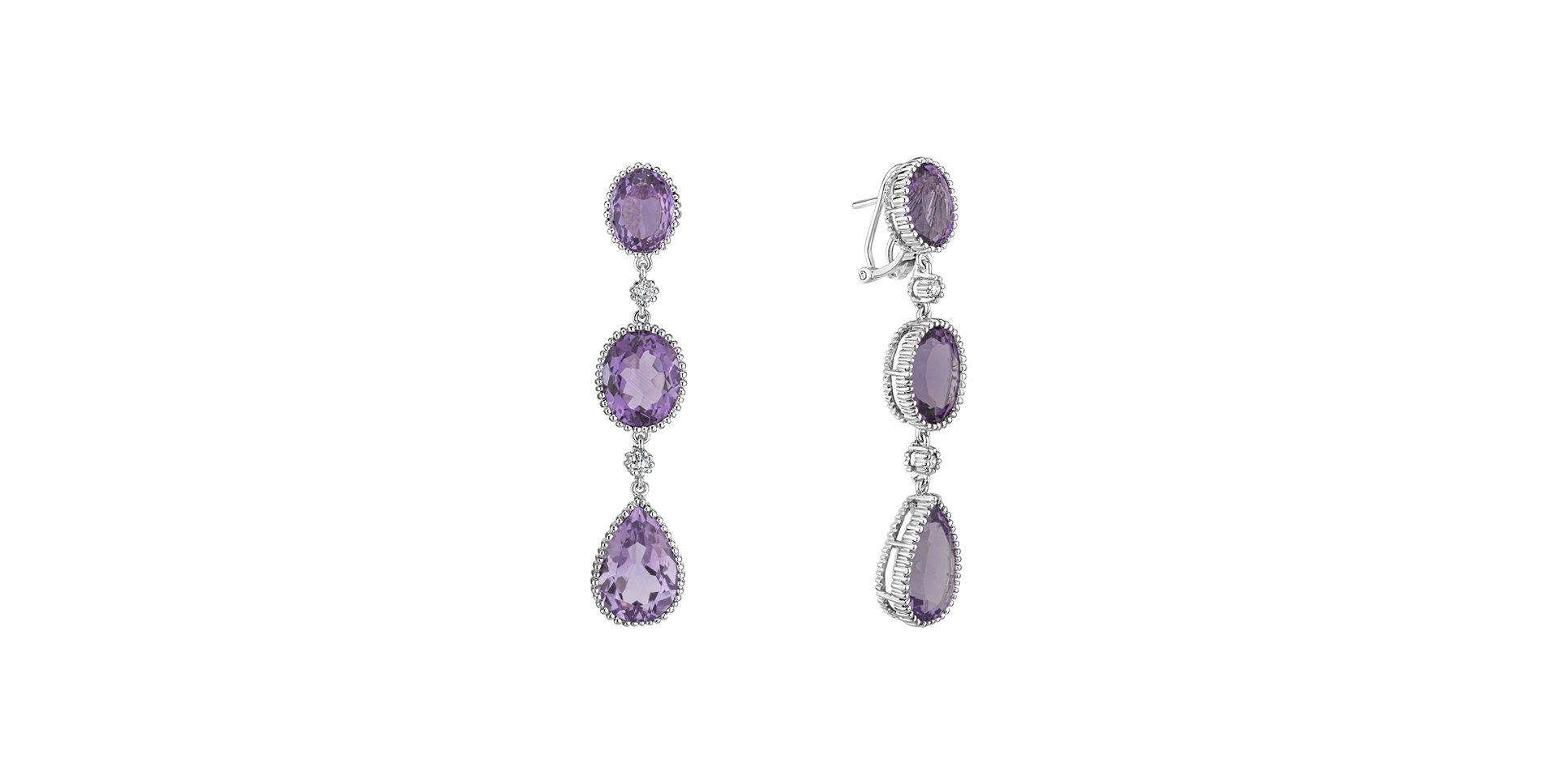 Diamond earrings with Amethyst Mathaios