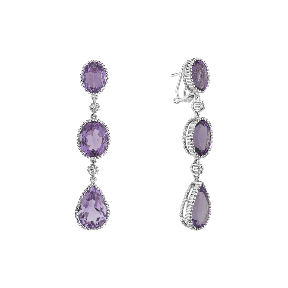 Diamond earrings with Amethyst Mathaios
