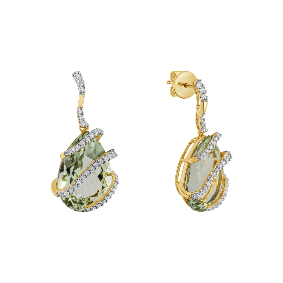 Diamond earrings with Amethyst Minas