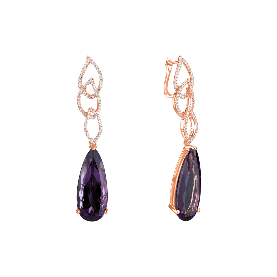 Diamond earrings with Amethyst Montucla