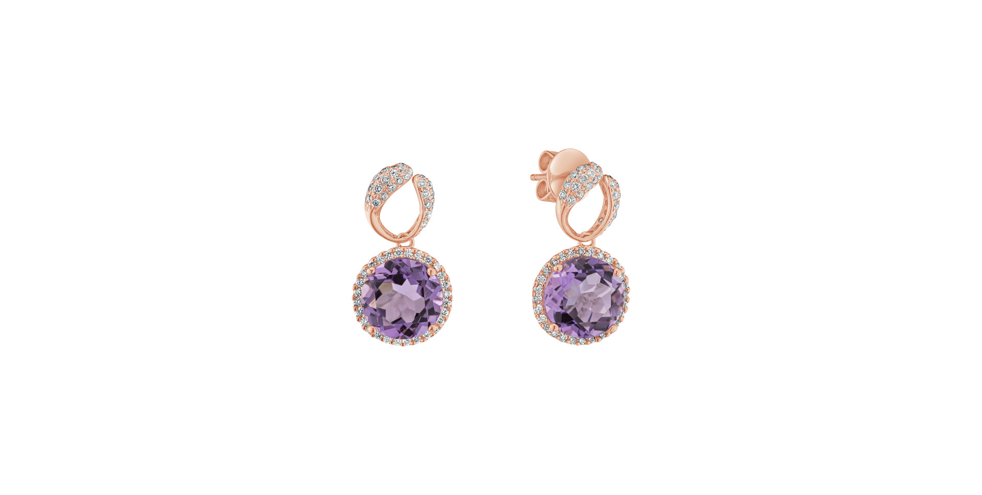 Diamond earrings with Amethyst Twilight Bay