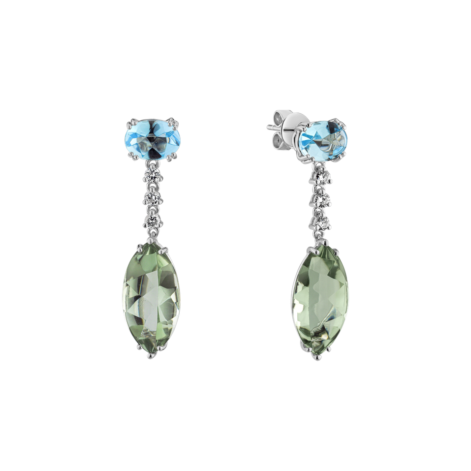 Diamond earrings, Amethyst and Topaz Twilight Harbour