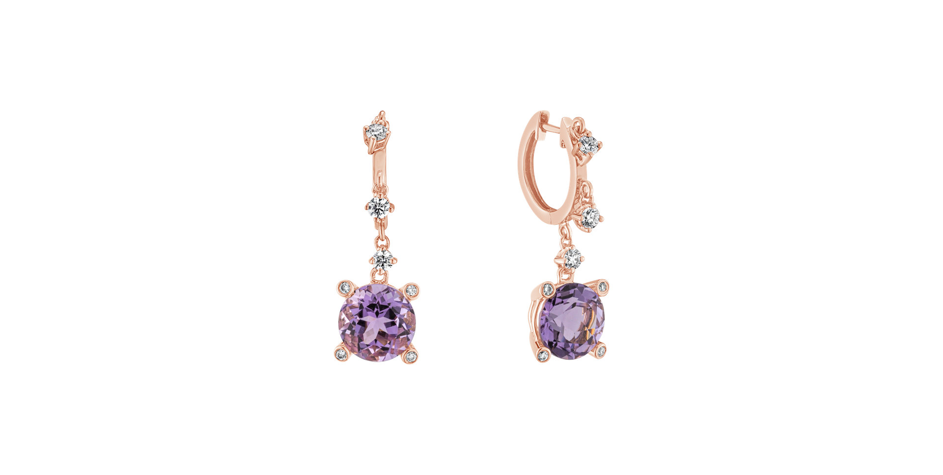 Diamond earrings with Amethyst Evgenia