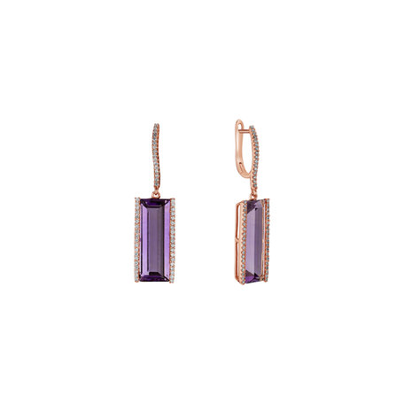 Diamond earrings with Amethyst Stunning Dagmar