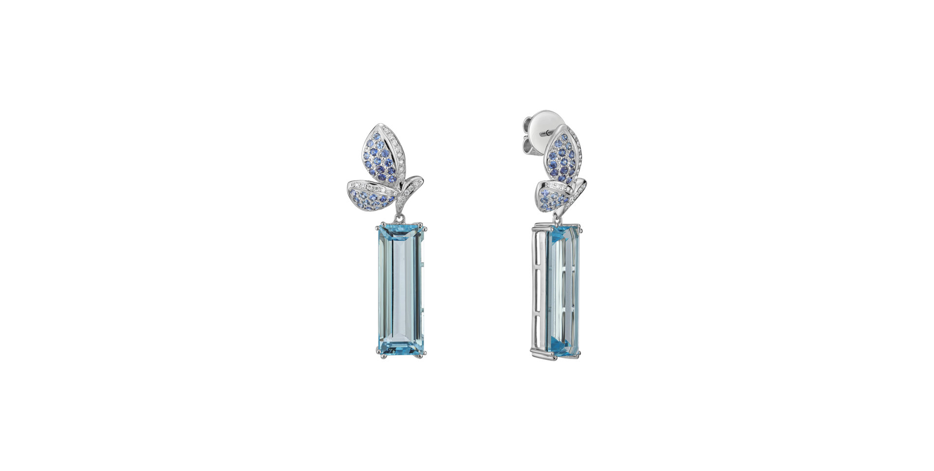 Diamond earrings with Topaz and Sapphire High Privilege