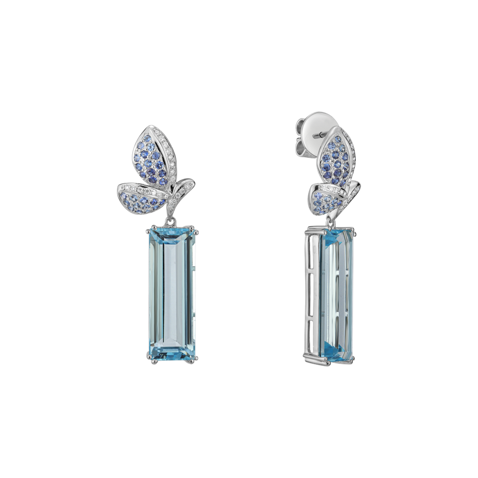Diamond earrings with Topaz and Sapphire High Privilege