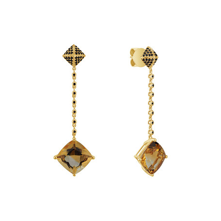 Earrings with Citrine and black diamonds Beautiful Taurus