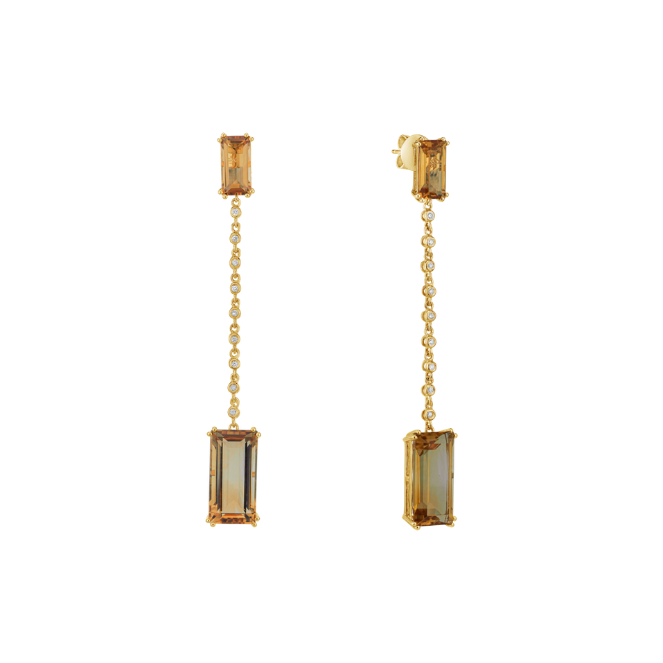 Diamond earrings with Citríne Rare Gem