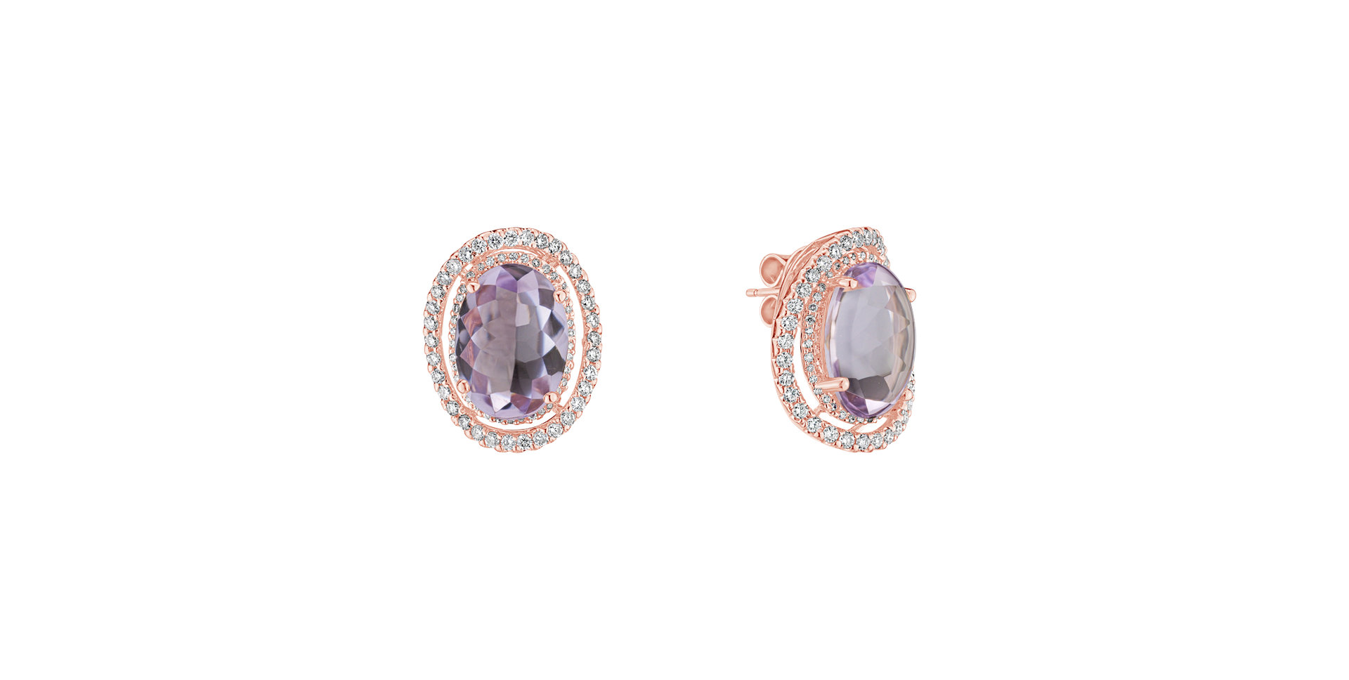 Diamond earrings with Amethyst Astero