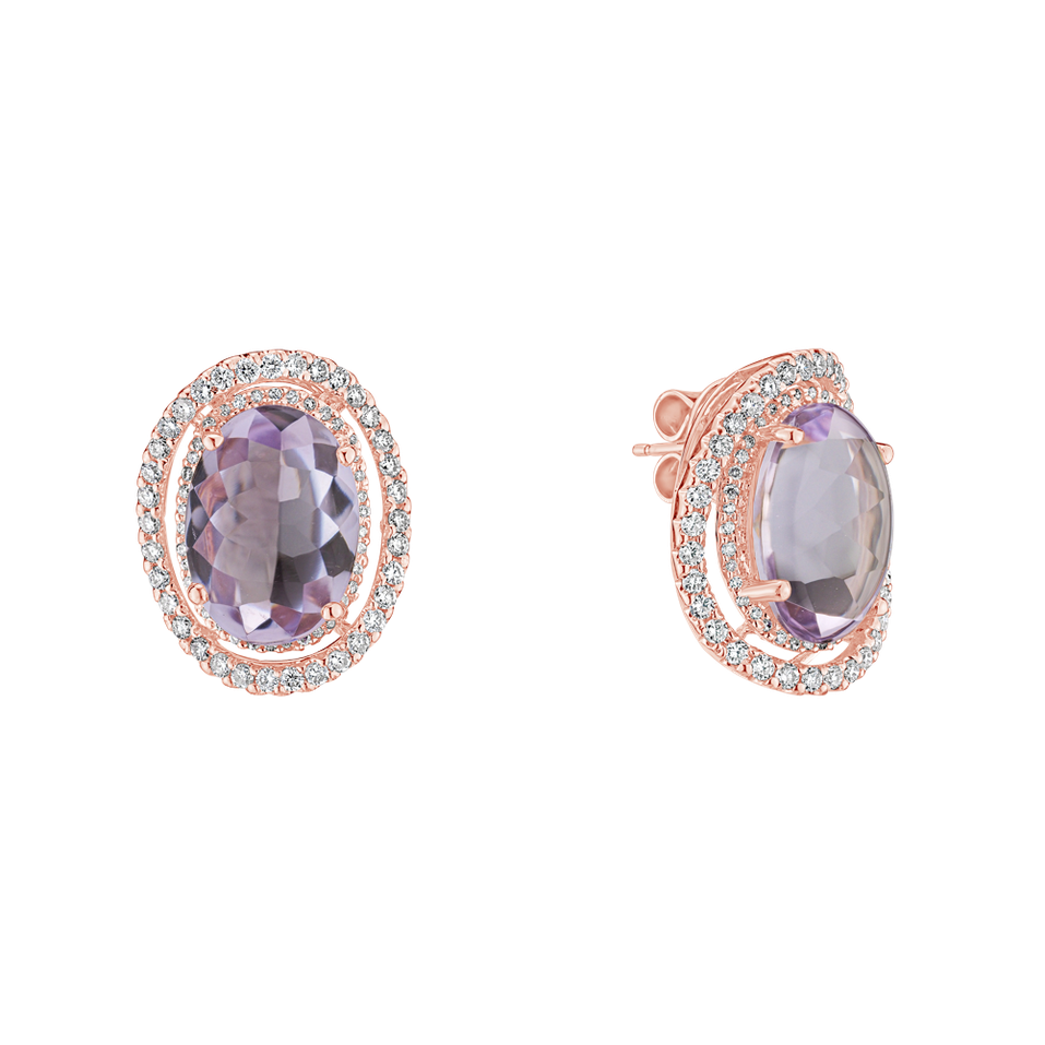 Diamond earrings with Amethyst Astero