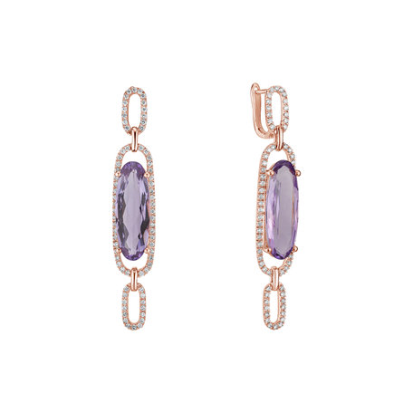 Diamond earrings with Amethyst Satisfying Winter