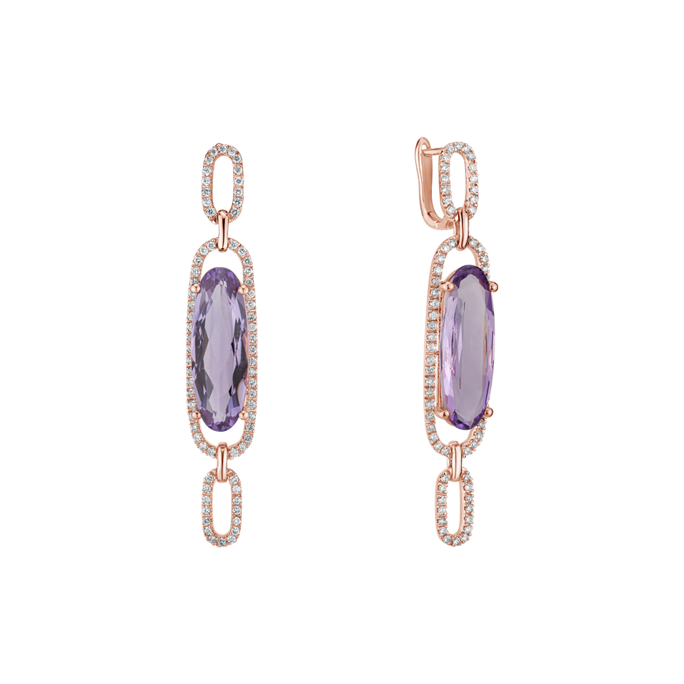 Diamond earrings with Amethyst Isidoros