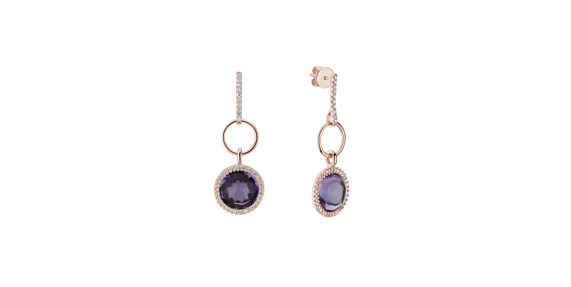 Diamond earrings with Amethyst Precious Light