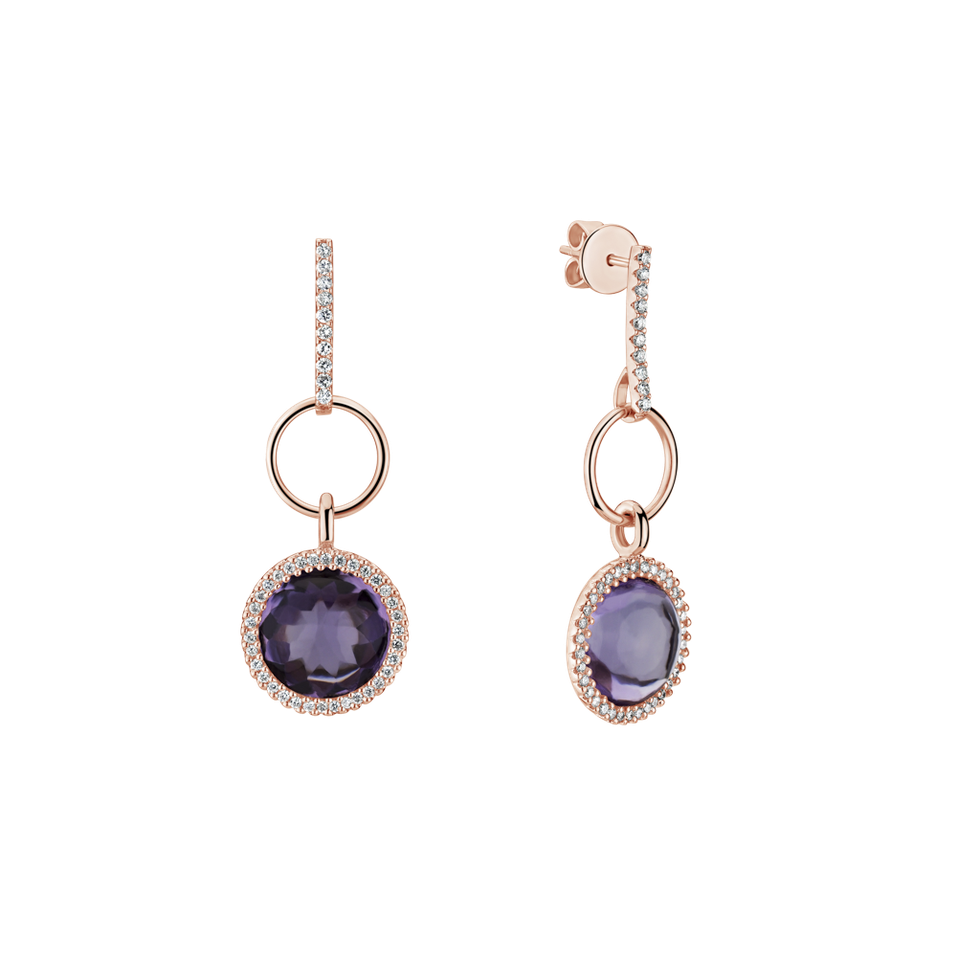 Diamond earrings with Amethyst Precious Light