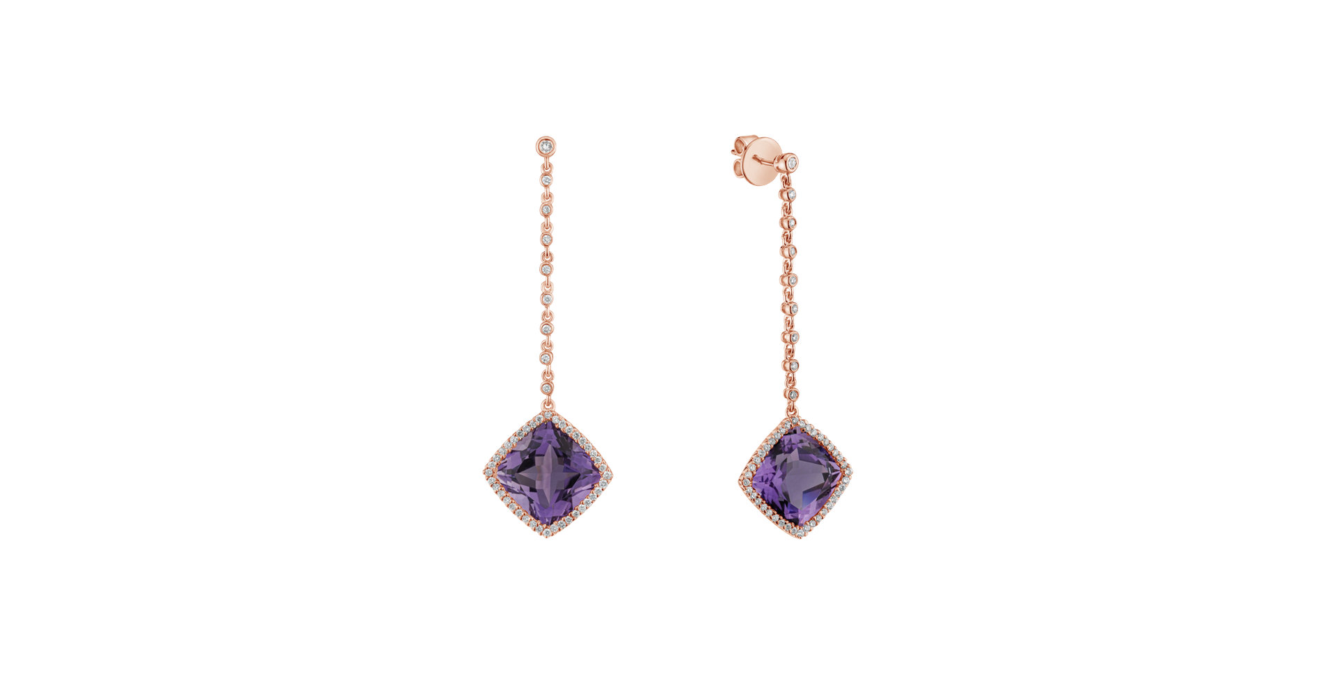 Diamond earrings with Amethyst Stylianos