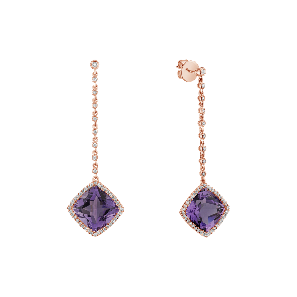 Diamond earrings with Amethyst Stylianos