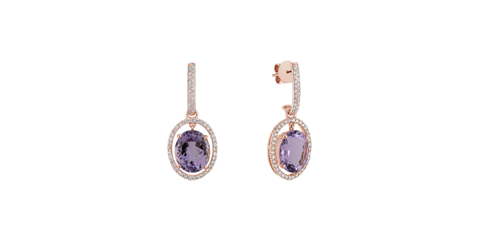 Diamond earrings with Amethyst Fabulous Appearance