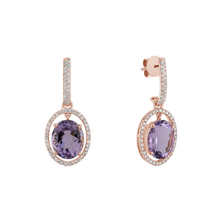 Diamond earrings with Amethyst Fabulous Appearance