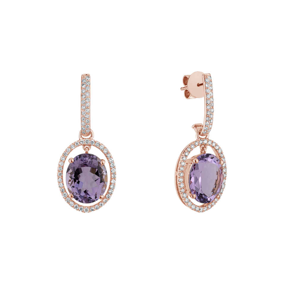 Diamond earrings with Amethyst Fabulous Appearance