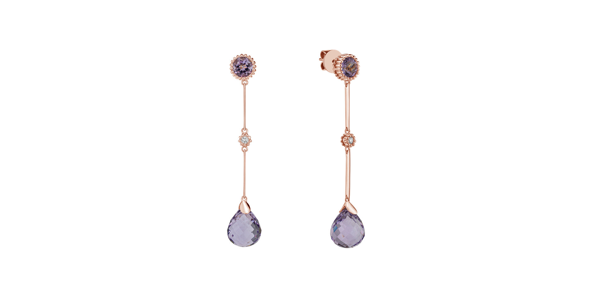 Diamond earrings with Amethyst Ophiuchus