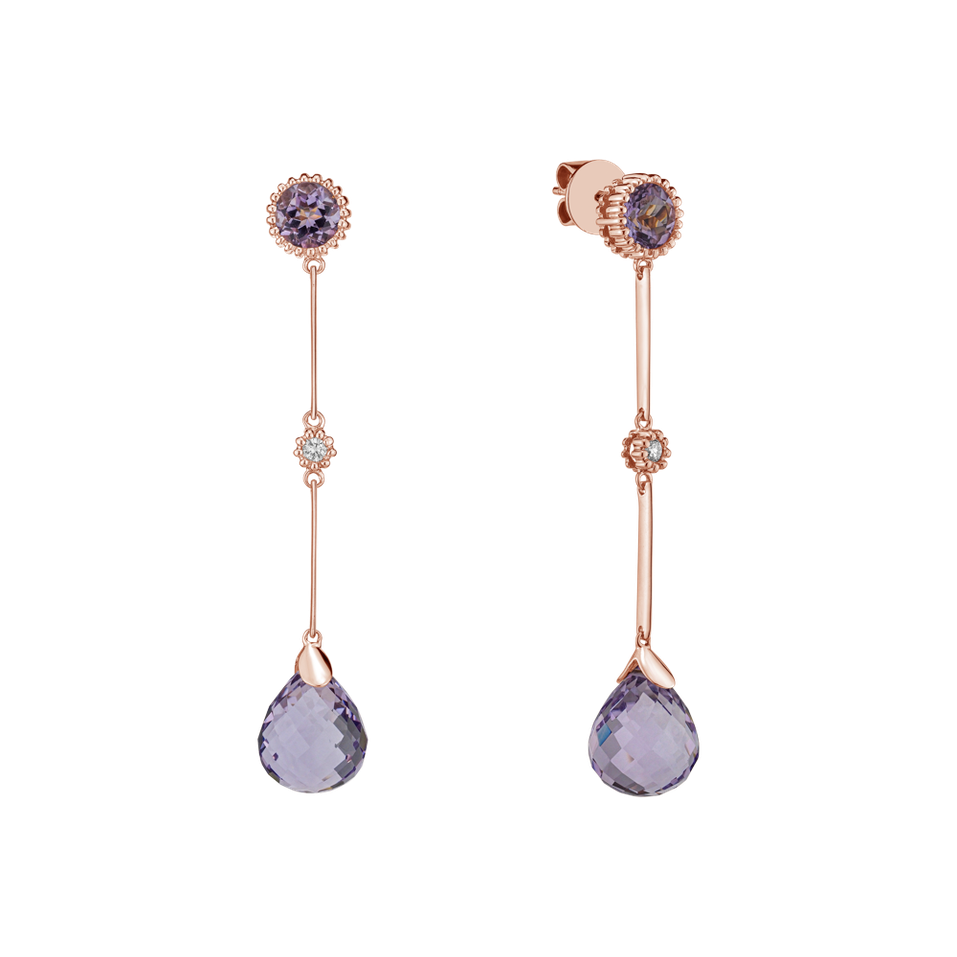 Diamond earrings with Amethyst Ophiuchus