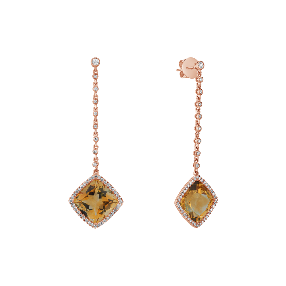 Diamond earrings with Citríne Stylianos