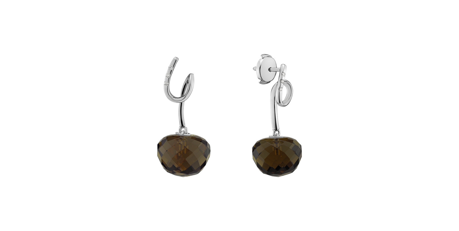 Diamond earrings with Quartz After Dark