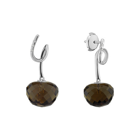 Diamond earrings with Quartz After Dark