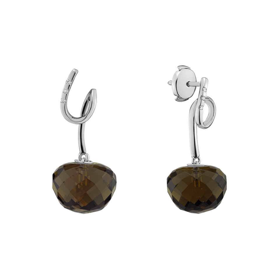 Diamond earrings with Quartz After Dark