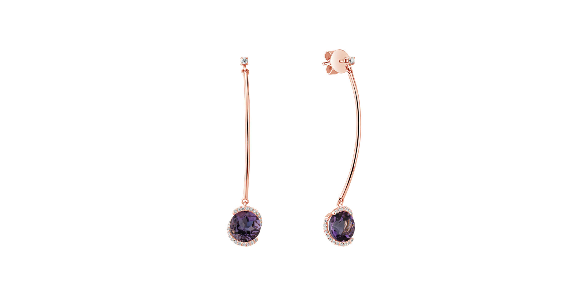 Diamond earrings with Amethyst Expecting Perfection