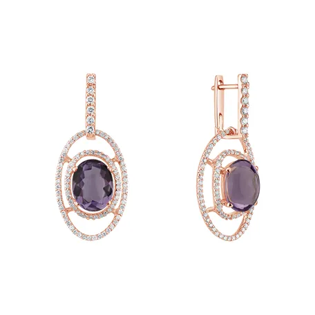 Diamond earrings with Amethyst Sympathetic Folk
