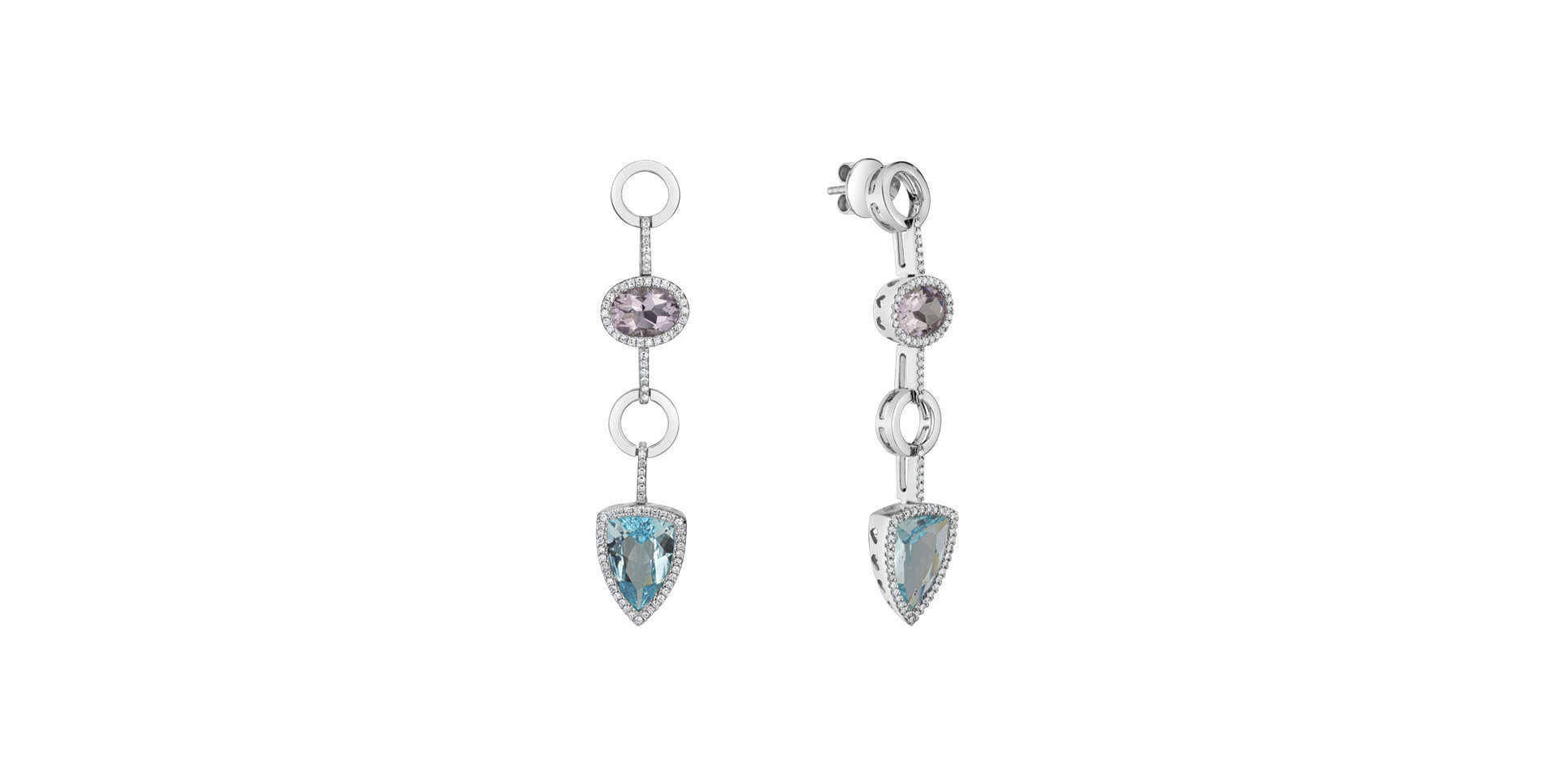 Diamond earrings, Amethyst and Topaz Folk Hero