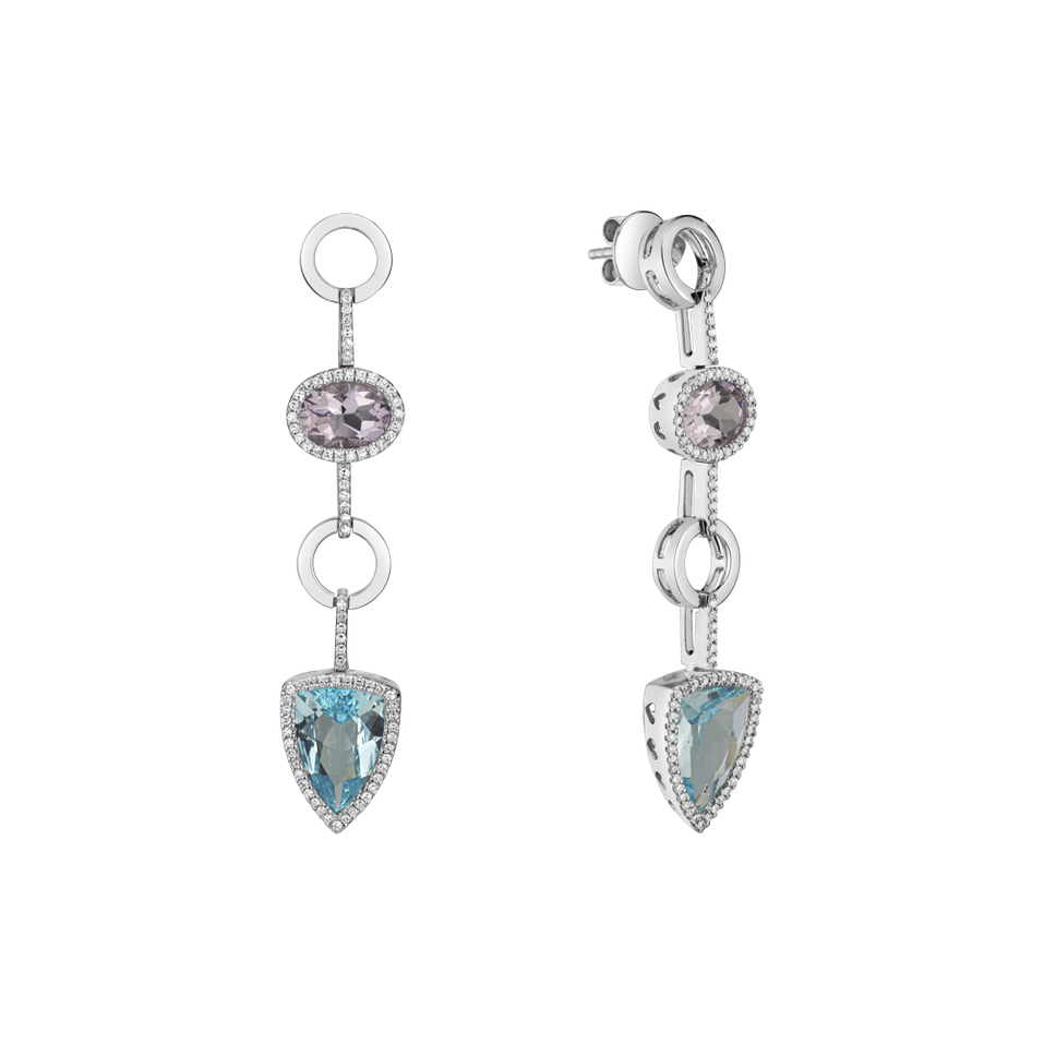 Diamond earrings, Amethyst and Topaz Folk Hero